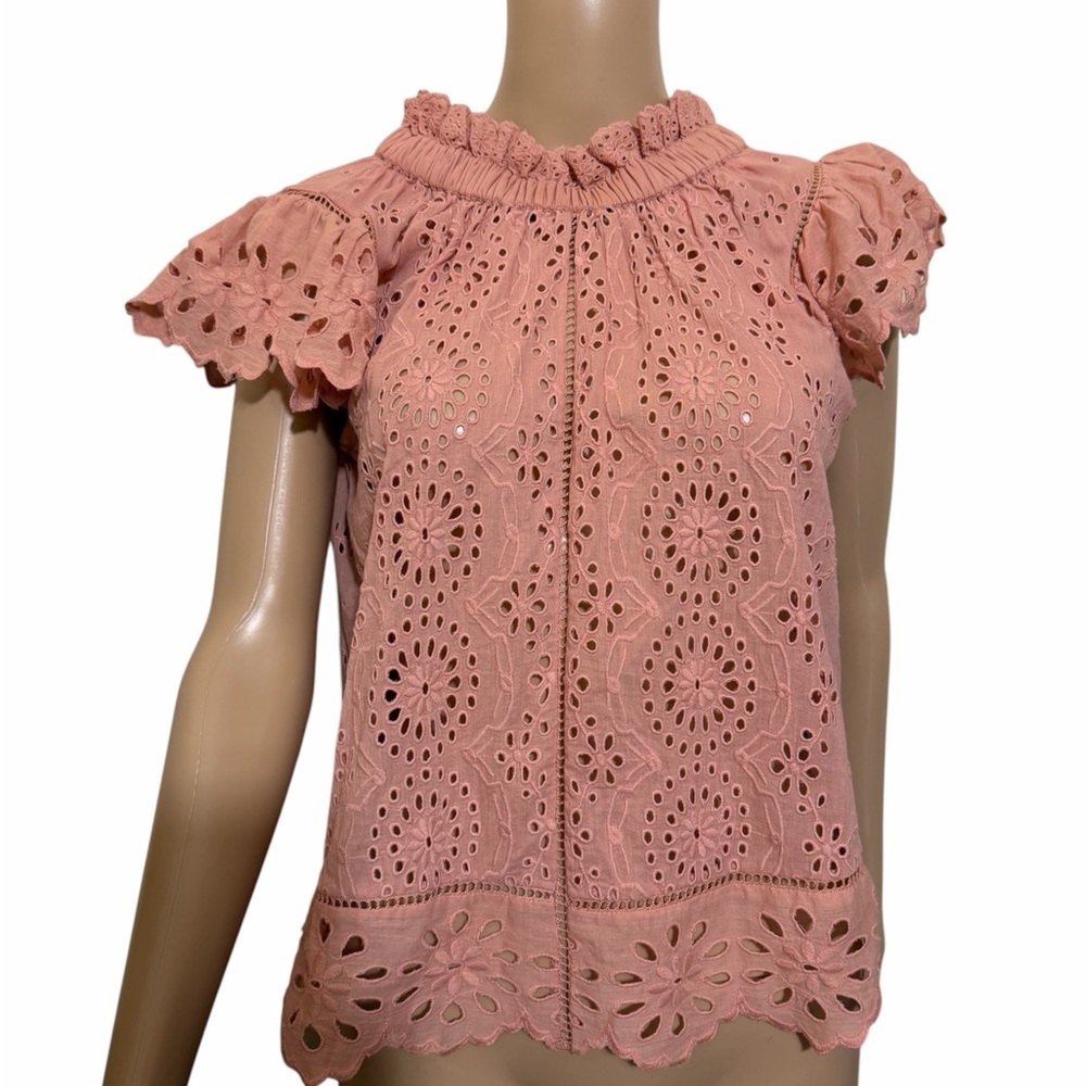 Sea New York Pink Eyelet Button Down Shirt - Picture 6 of 8